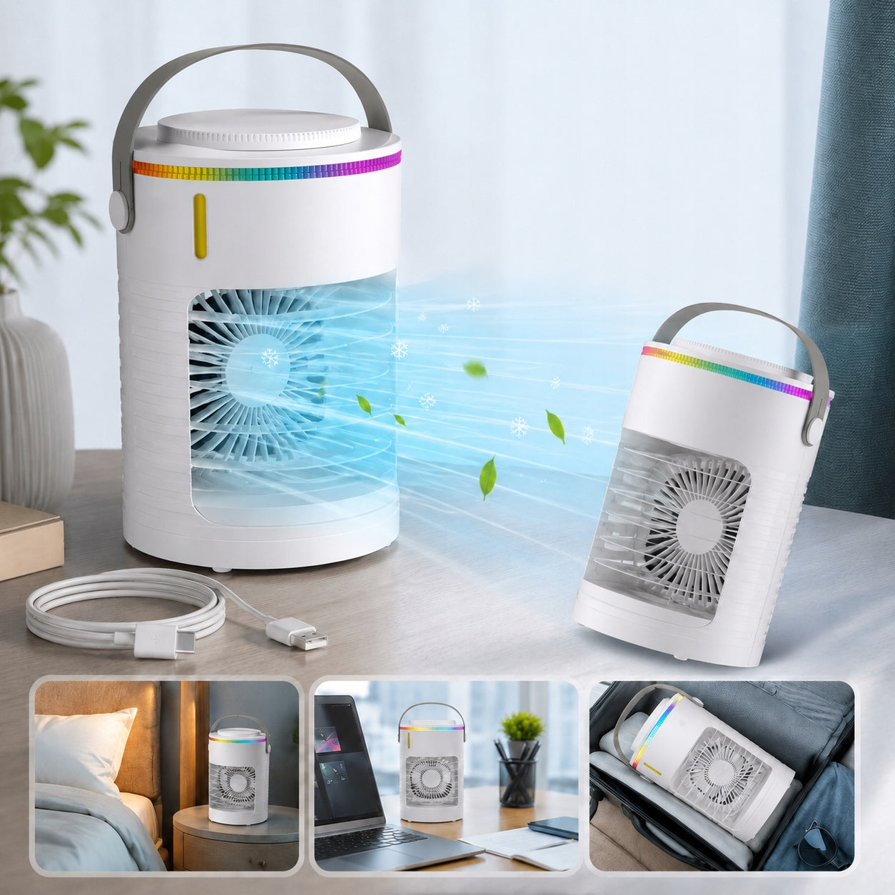 Portable Air Conditioner Fan 600ml USB Humidifier 3 Speeds Quiet AC EAN (GTIN) 4038727613902