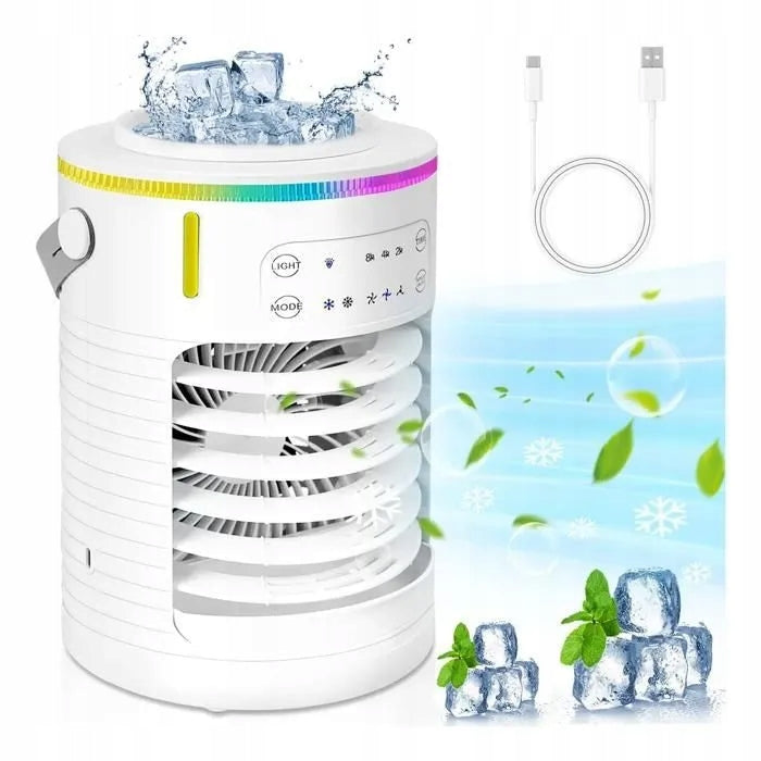 Portable Air Conditioner Fan 600ml USB Humidifier 3 Speeds Quiet AC