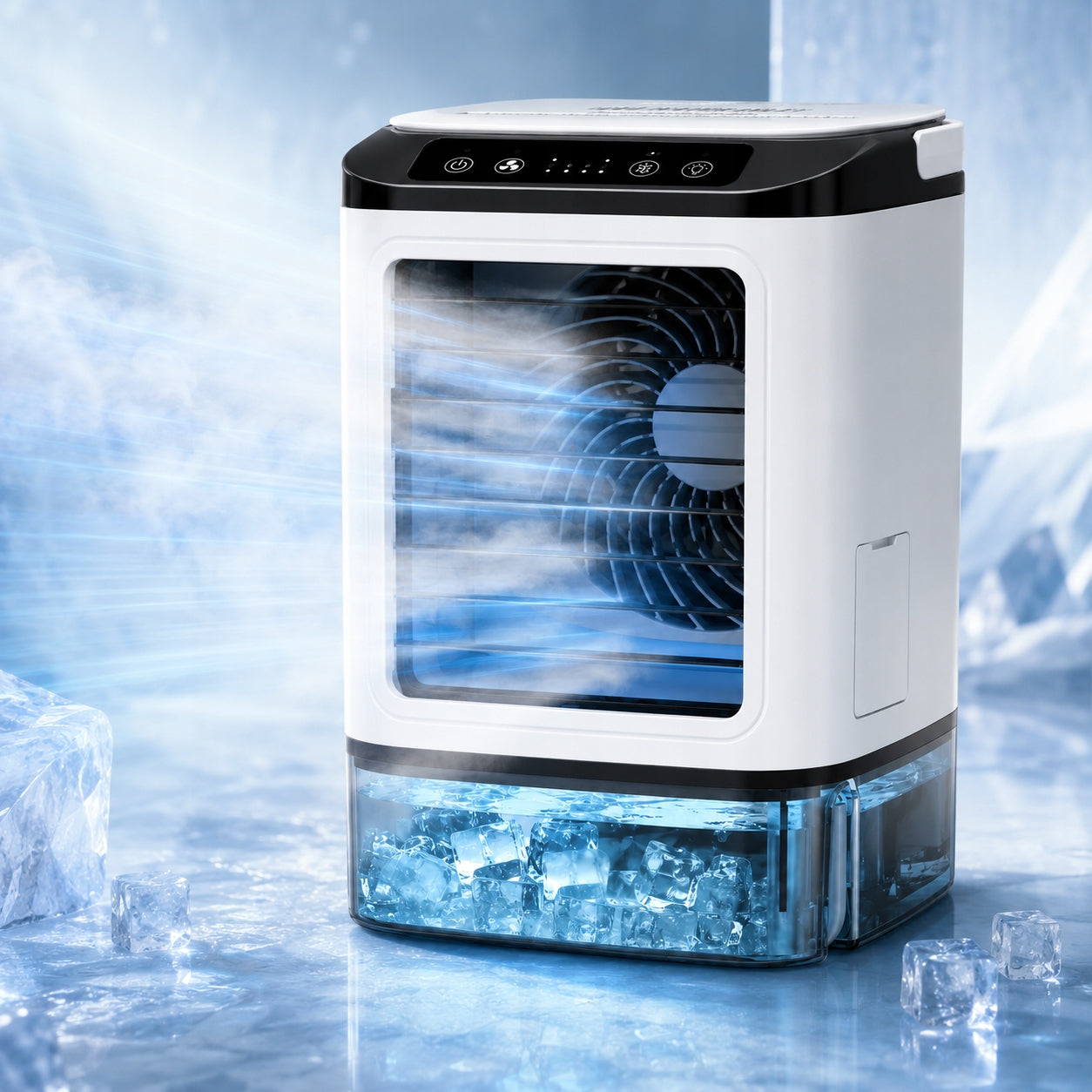 Portable Air Conditioner Fan,900ml 3-Speed, with Mist Function and Ice Tray Packaging status original