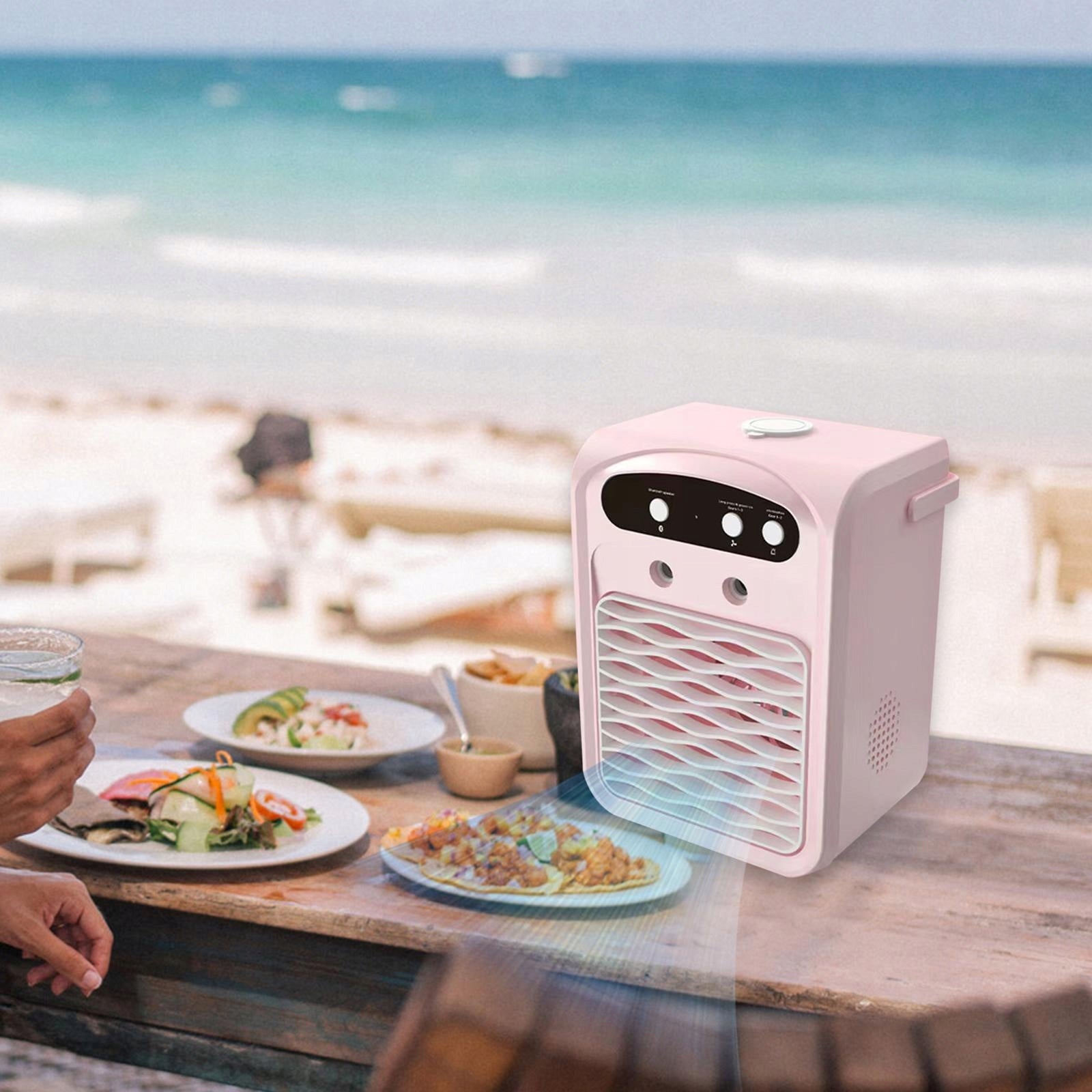 Portable Air Conditioner Personal Fan Low Noise 1000ml Water Tank Pink Medical device class IIa