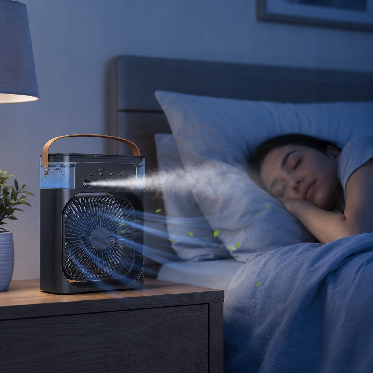 Portable Air Conditioner and Air Cooler, 600 mL, Plug-in Mist Fan,3-Speed Model P600ml