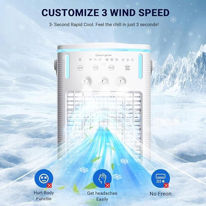 Portable Air Conditioners, 3 Speeds 3 Cool Modes Personal Quiet Cooling Fan Dominant color white
