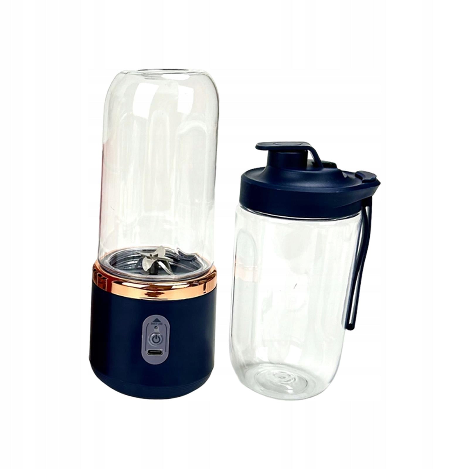 Portable Blender Fruit Juice Personal Shakes Electric Double Cup blue