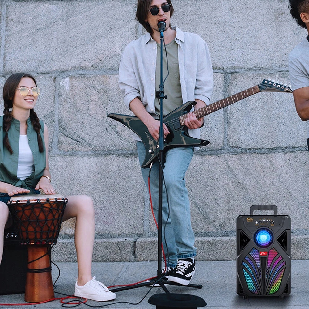 Portable Bluetooth 5.0 Subwoofer Music Box LED Speaker With Stereo Microphone Brand no brand