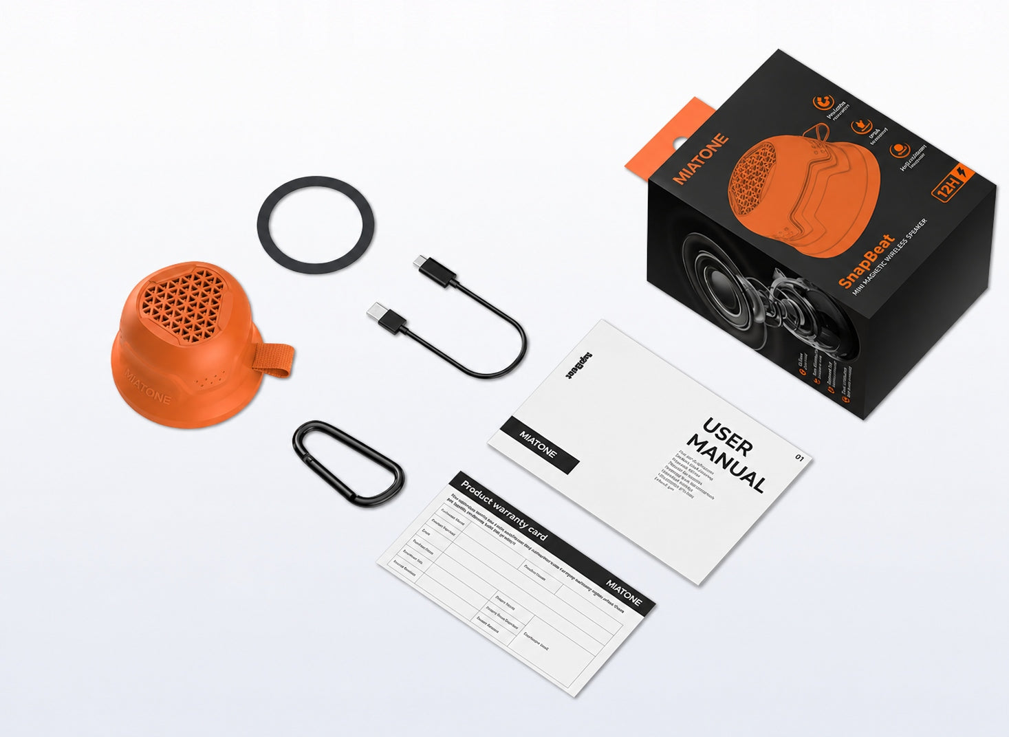 Portable Bluetooth Snapbeat Speaker 5W 12h Magnetic Carabiner Manufacturer code snapbeat-orange