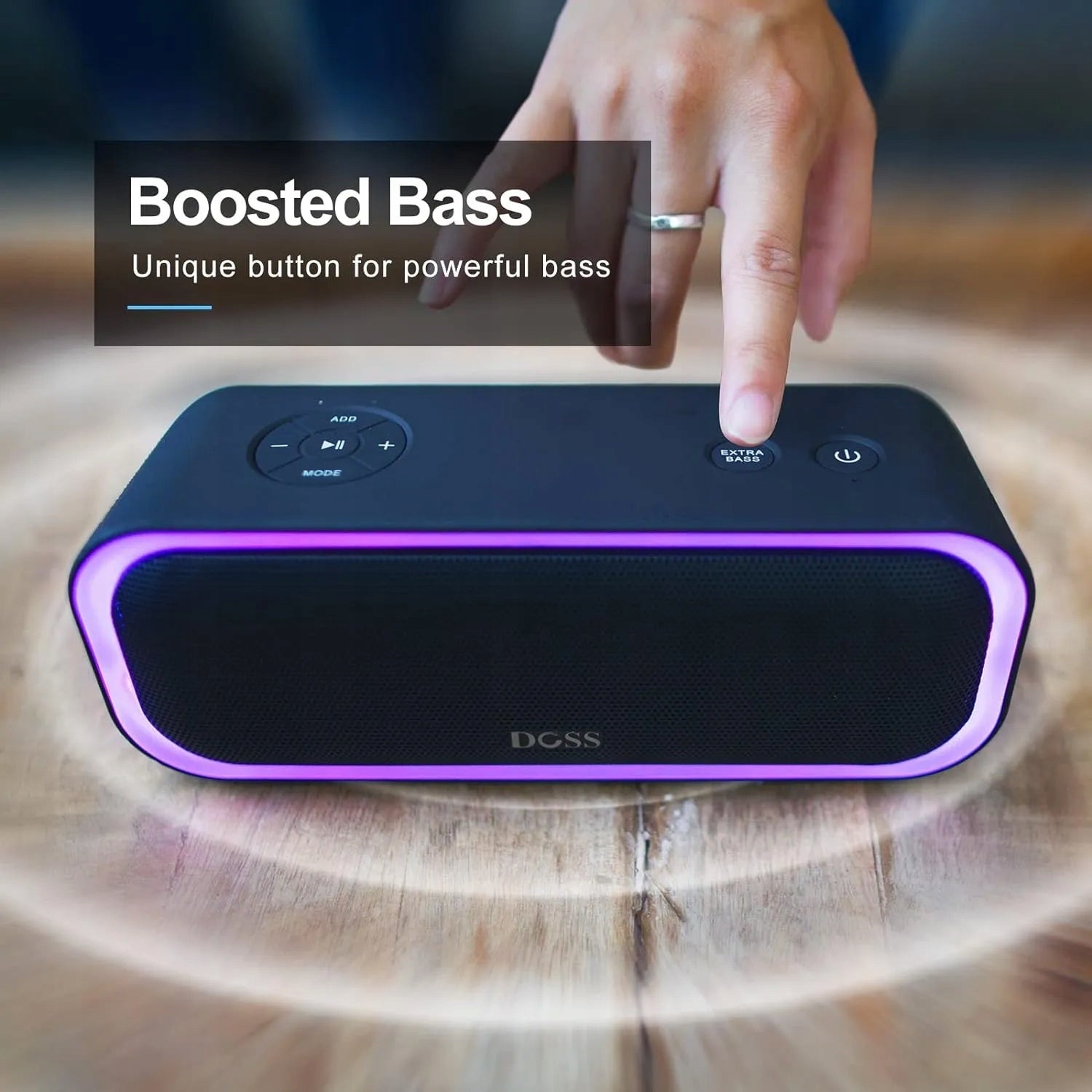 Portable Bluetooth Speaker 20W DOSS LED Lights Silver Manufacturer code Doss
