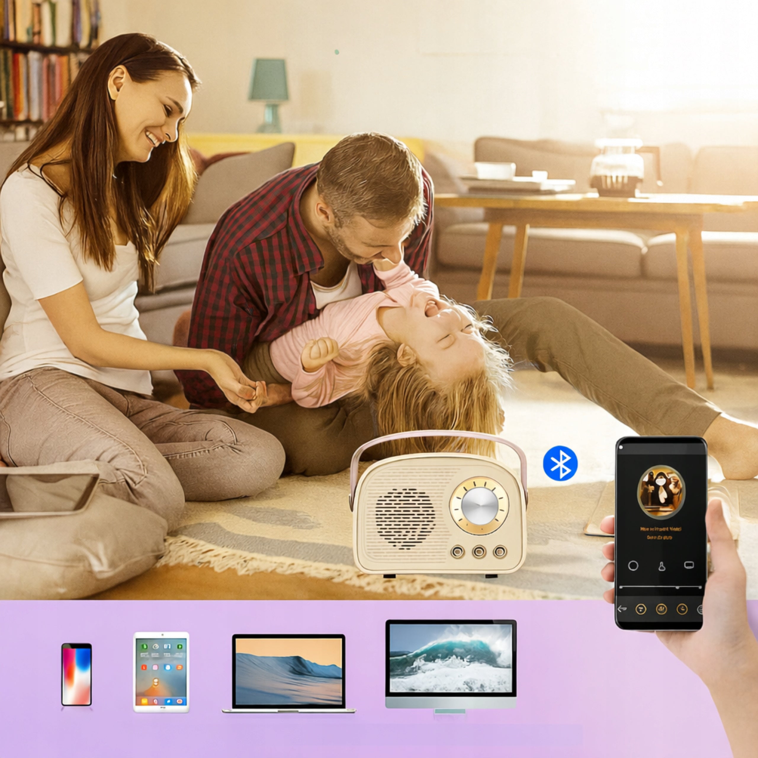 Portable Bluetooth Speaker 5.0 FM Radio USB AUX microSD 3W Retro Manufacturer code AMT02