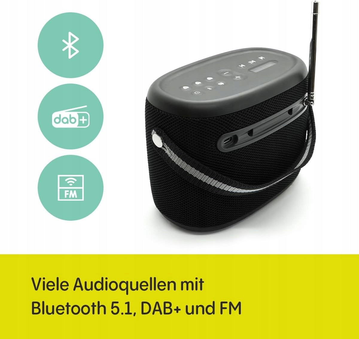 Portable Bluetooth Speaker Pure Woodland black waterproof DAB+ FM BT 5.1 Brand Pure
