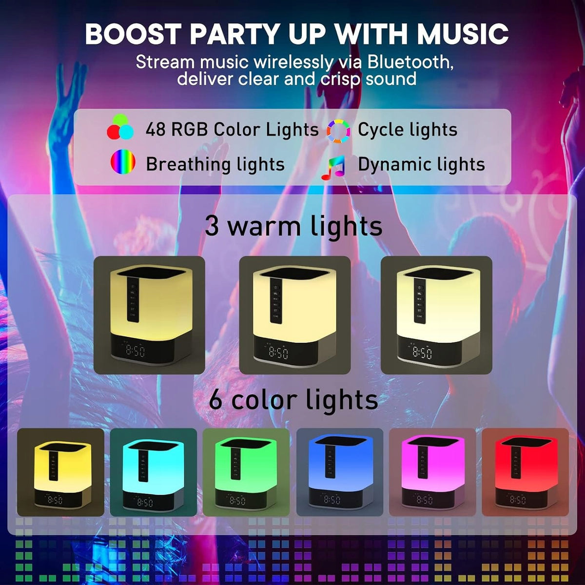 Portable Bluetooth Speaker with RGB Light Color Changing R26 Light Model Boombox