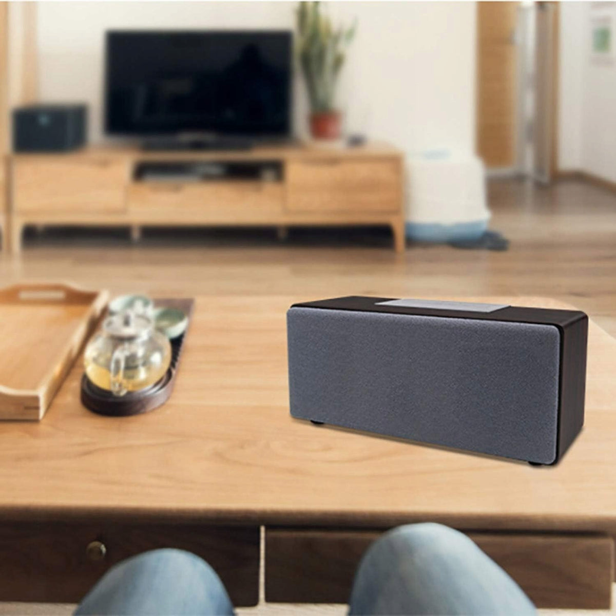 Portable Bluetooth Speaker with Sound System Wooden Case for Brand no brand