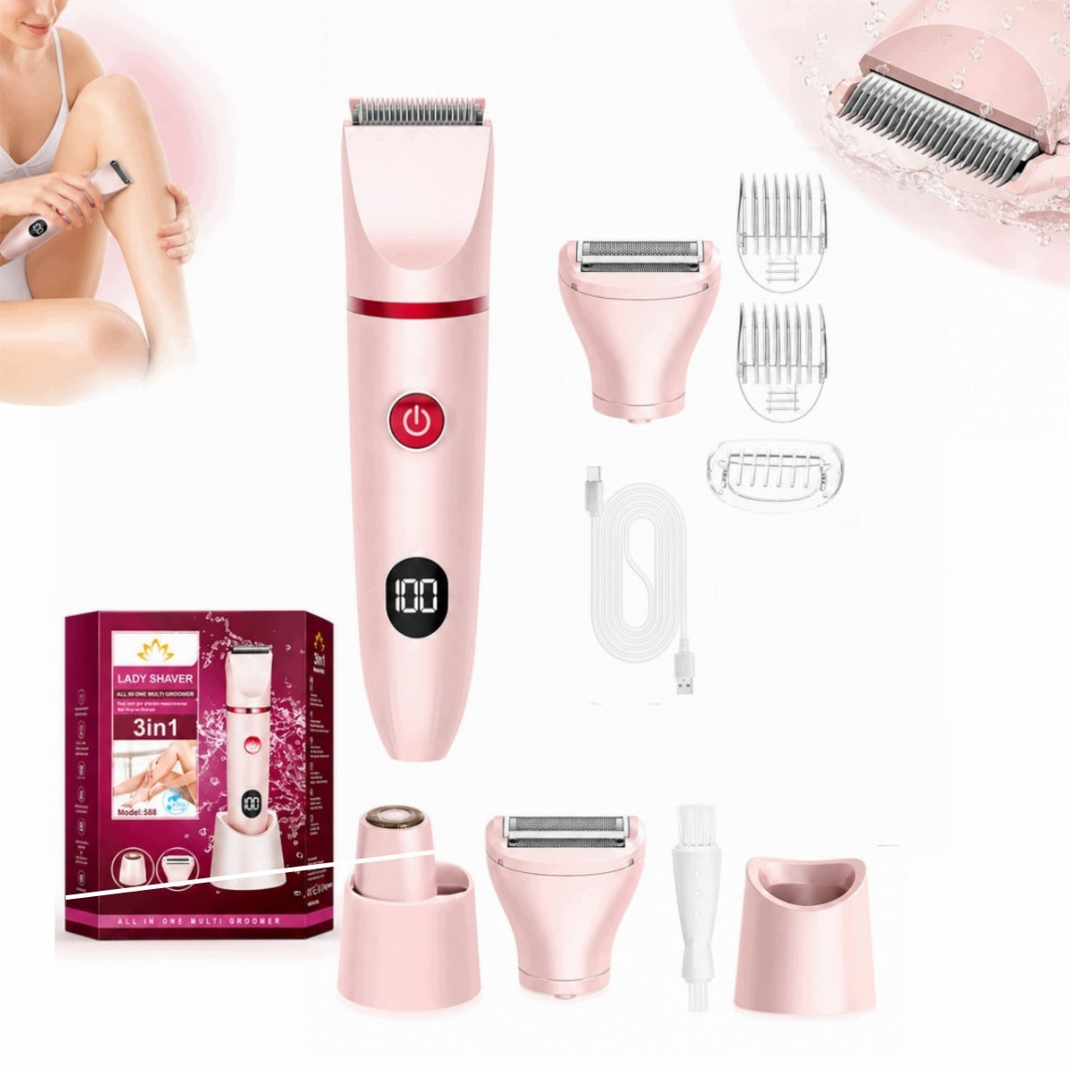 Portable Body Hair Removal Trimmer USB-C Charging Wet and Dry