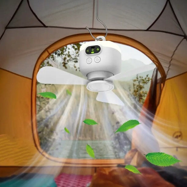 Portable Camping Fan with LED Light and Remote Control Packaging status original