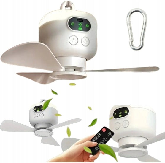 Portable Camping Fan with LED Light and Remote Control