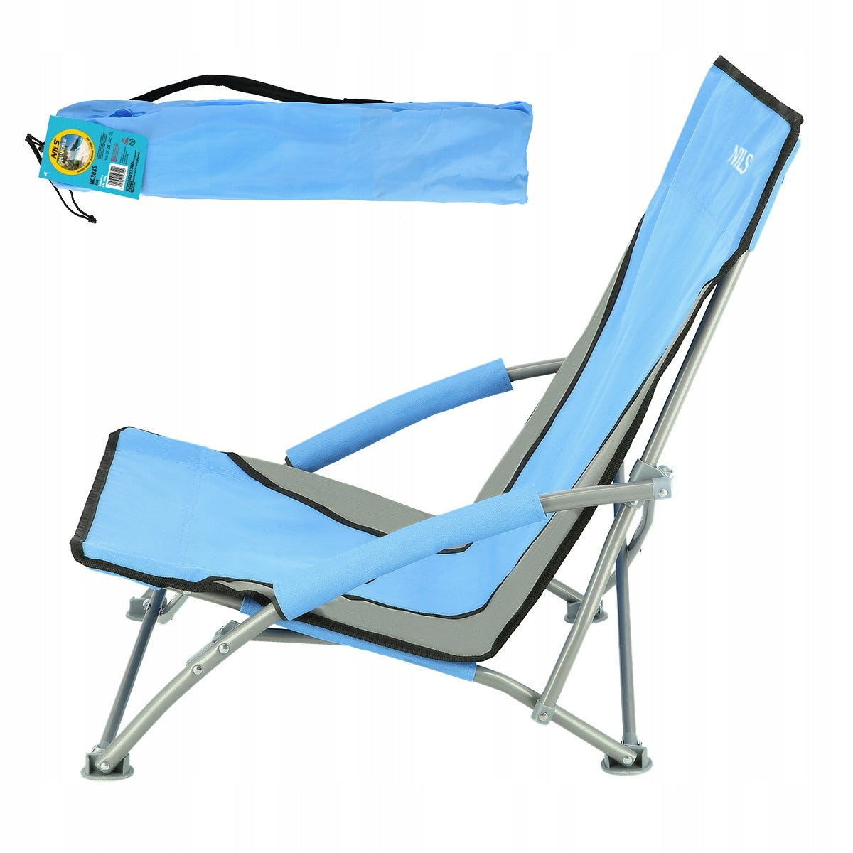 Portable Chair with Backrest for Beach Fishing Lightweight 120kg BLUE