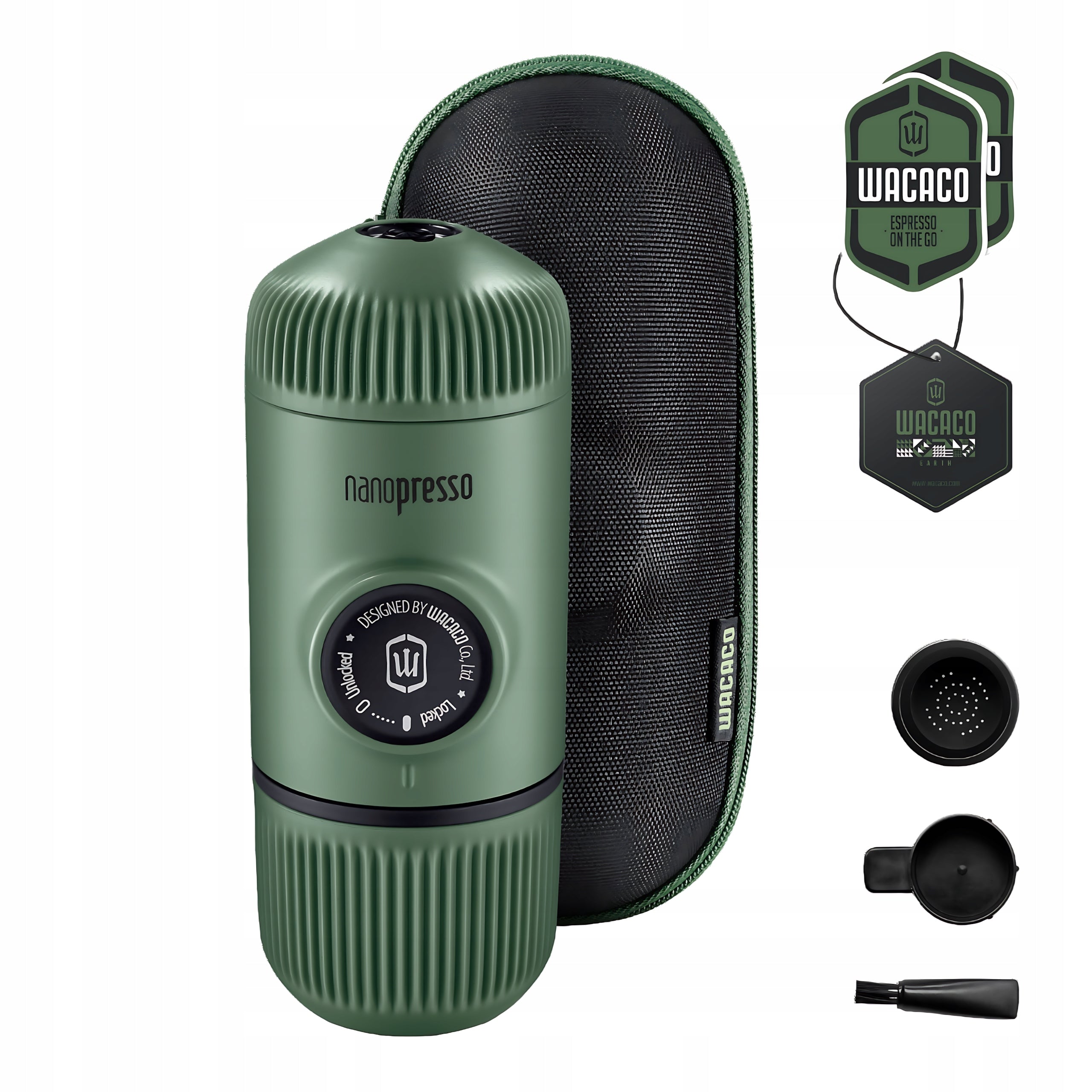 Portable Coffee Maker Wacaco Nanopresso Moss Green + Compact Case