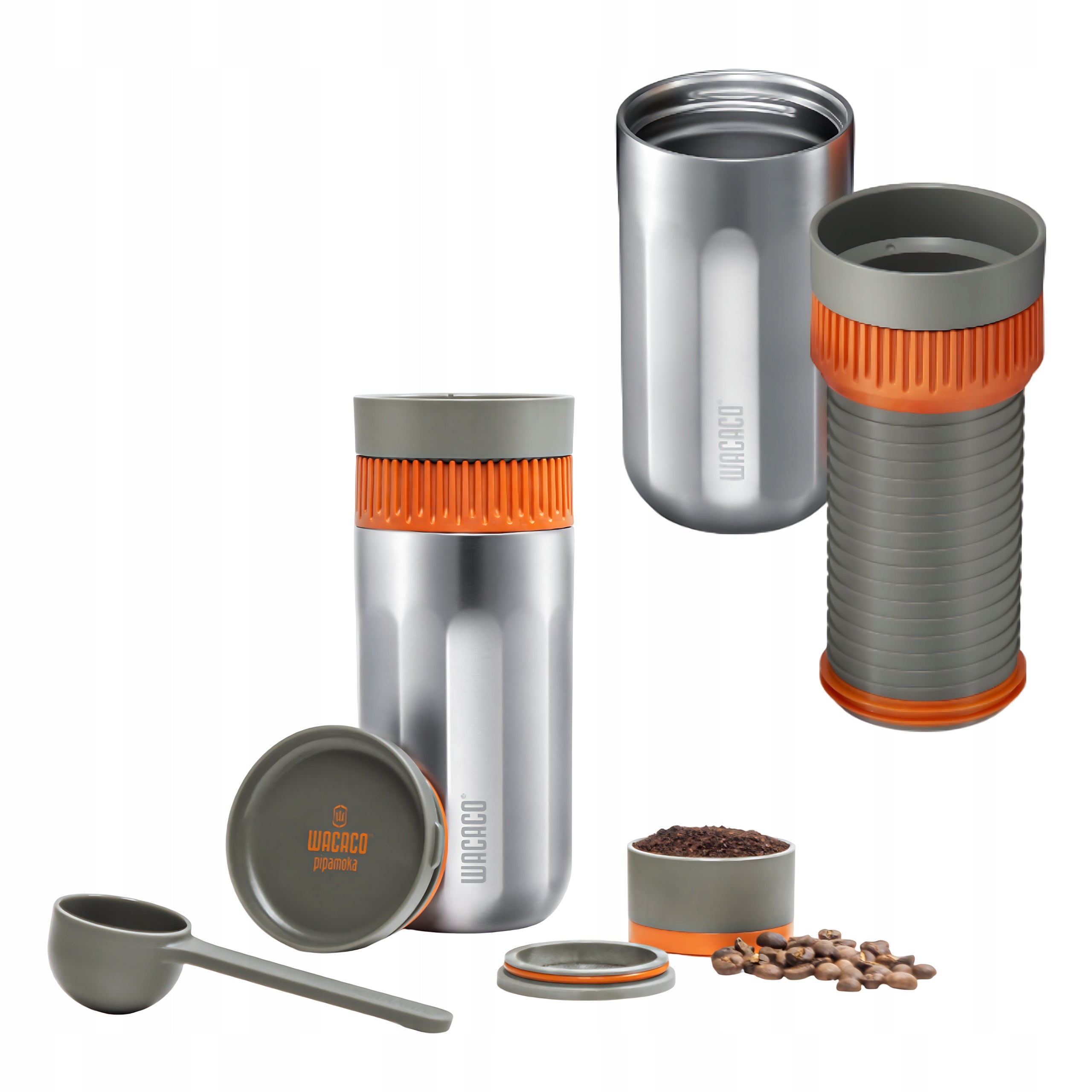 Portable Coffee Maker With Cup 2in1 Wacaco Pipamoka Stainless Steel