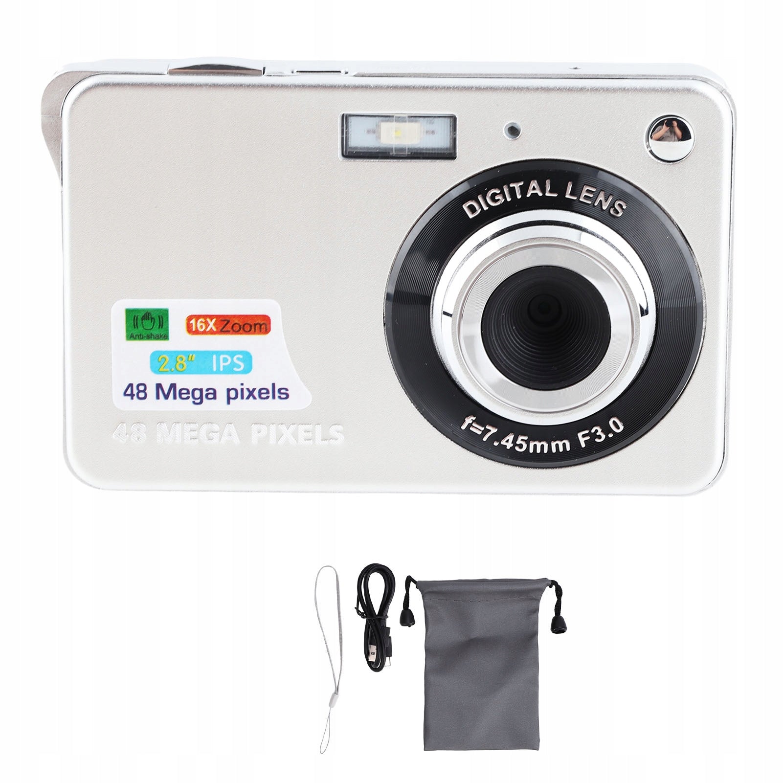 Portable Compact Camera, 48MP 4K Anti Shaking 8x Zoom 2,7 Inch Camera Brand no brand