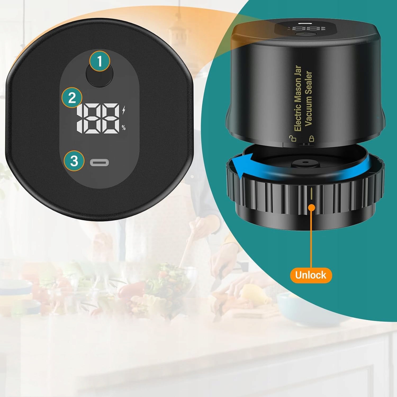 Portable Cordless Vacuum Welding Machine for Mason Jar +10 Lids Packaging status original