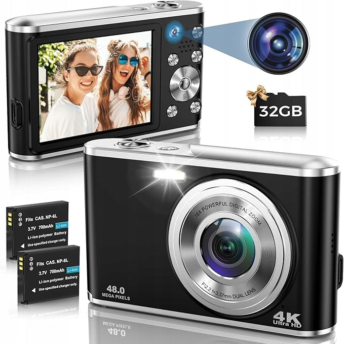 Portable Digital Camera DC306 48MP 4K Autofocus 16X Zoom microSD 32GB