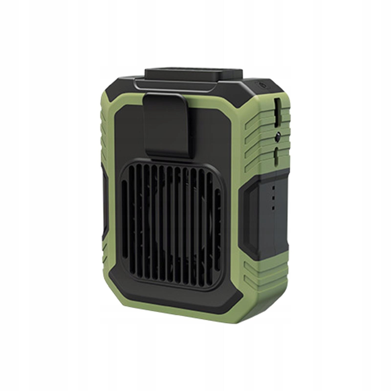 Portable Fan Waist Hanging Fan Low Noise Air Conditioning 3 in1 LED Green