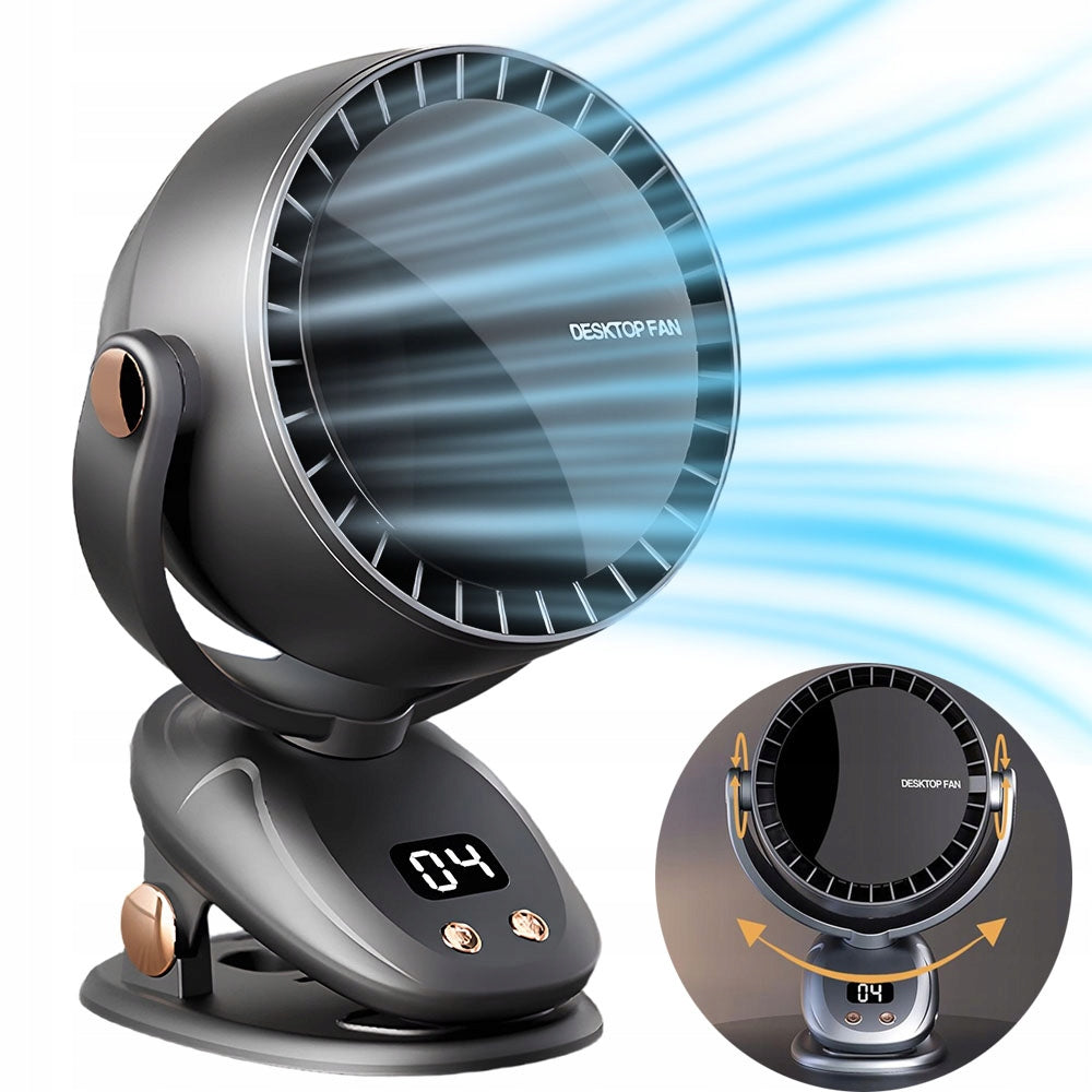 Portable Fan With Clip Wireless Quiet 6 Gears 3600mAh