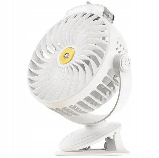 Portable Fan with Clip and Mist, 5 Speeds, 4000r/min, White Manufacturer code Mini Wentylator z mgiełką i kliepsem