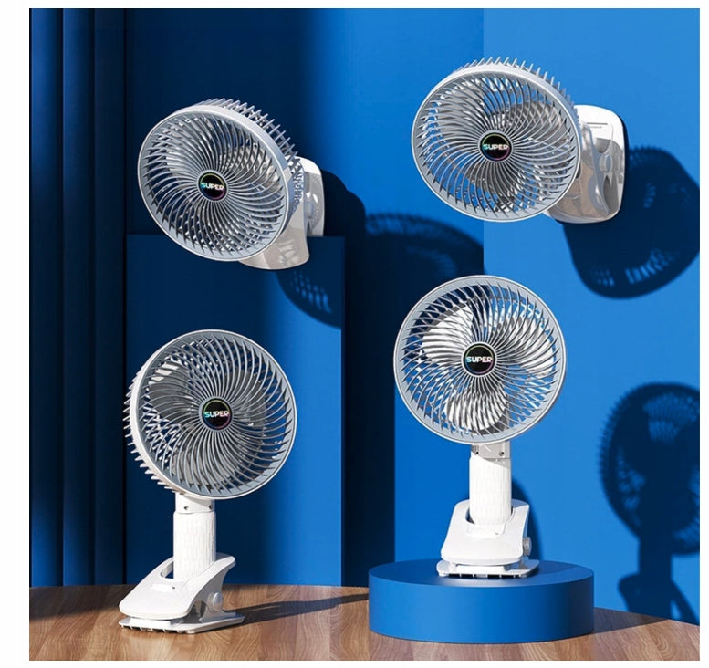 Portable Fan with Clip for Desk people Trolley USB Rechargeable 360° Included equipment USB cable