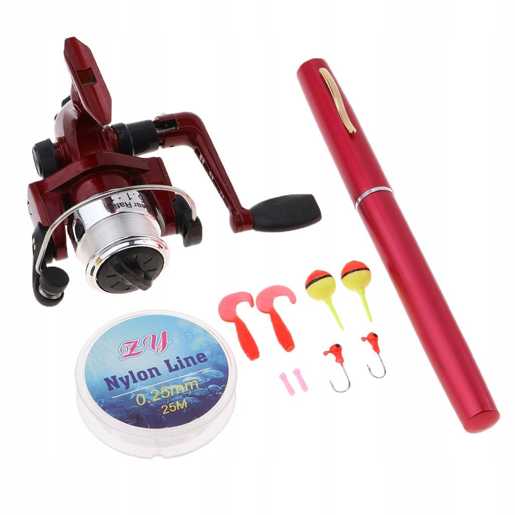 Portable Fishing Pole Mini Tools Red