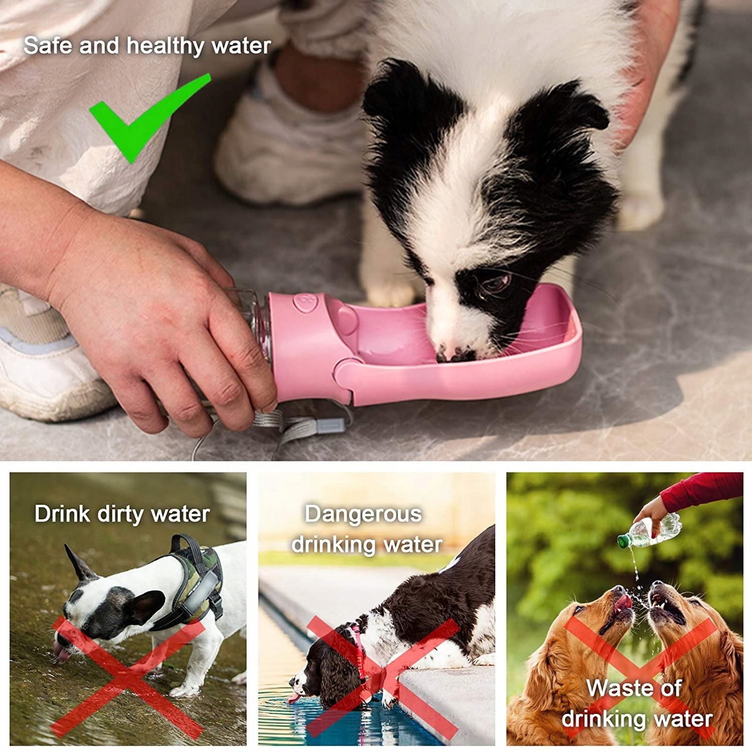 Portable Folding Water Bottles for Dogs 350ml Material made from a synthetic material