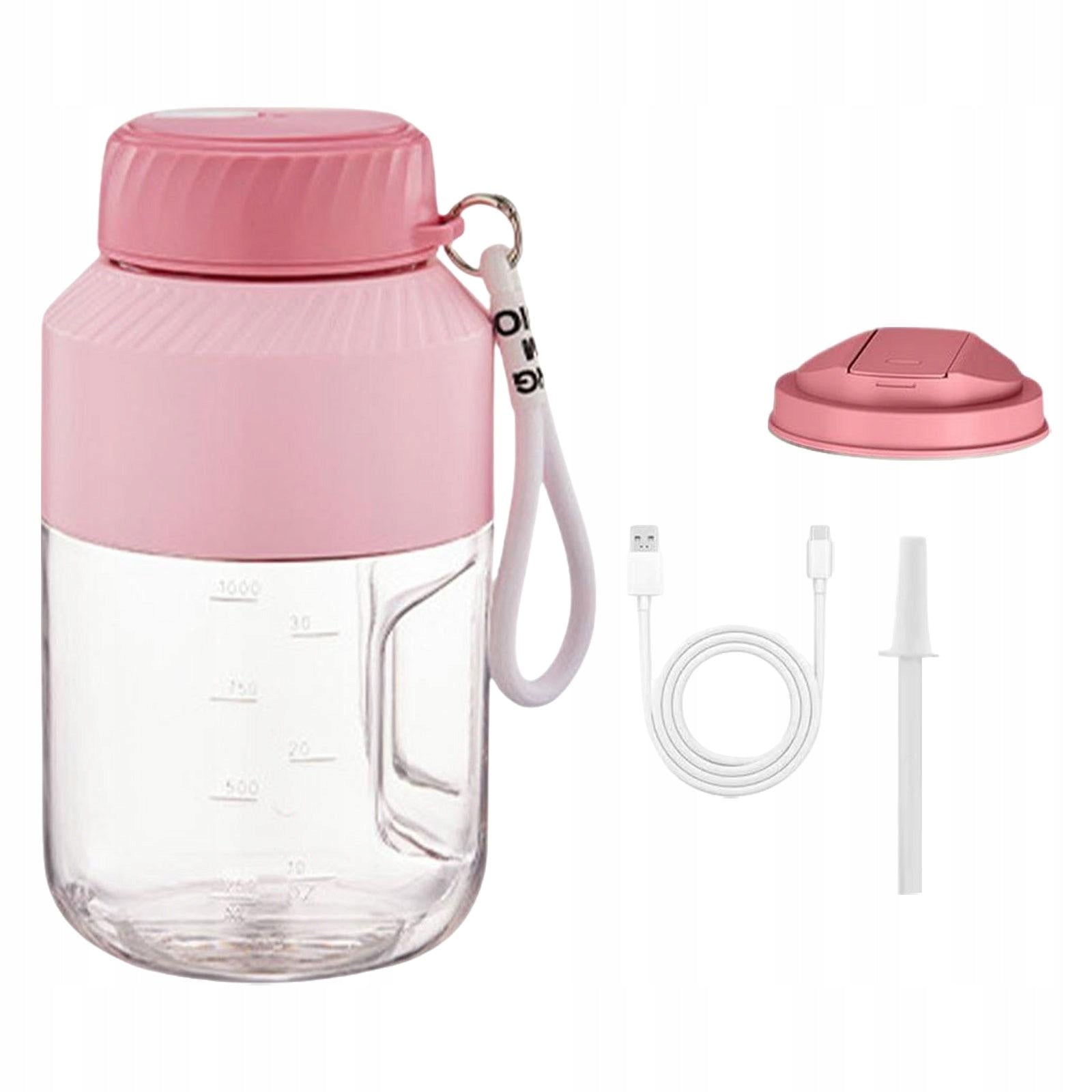 Portable Juicer Blender USB with and Strap Handheld Fruit Pink Double Lid Dominant color other