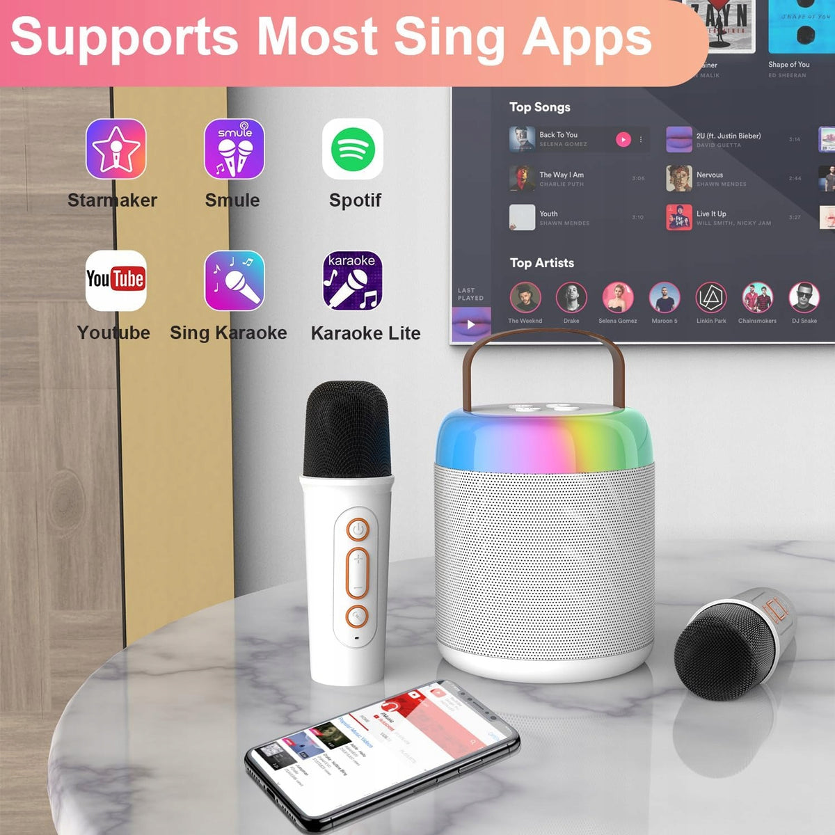 Portable Karaoke Speaker for Kids with Two MONODEAL Y2 Microphones Manufacturer code B0C6LNQFFZ