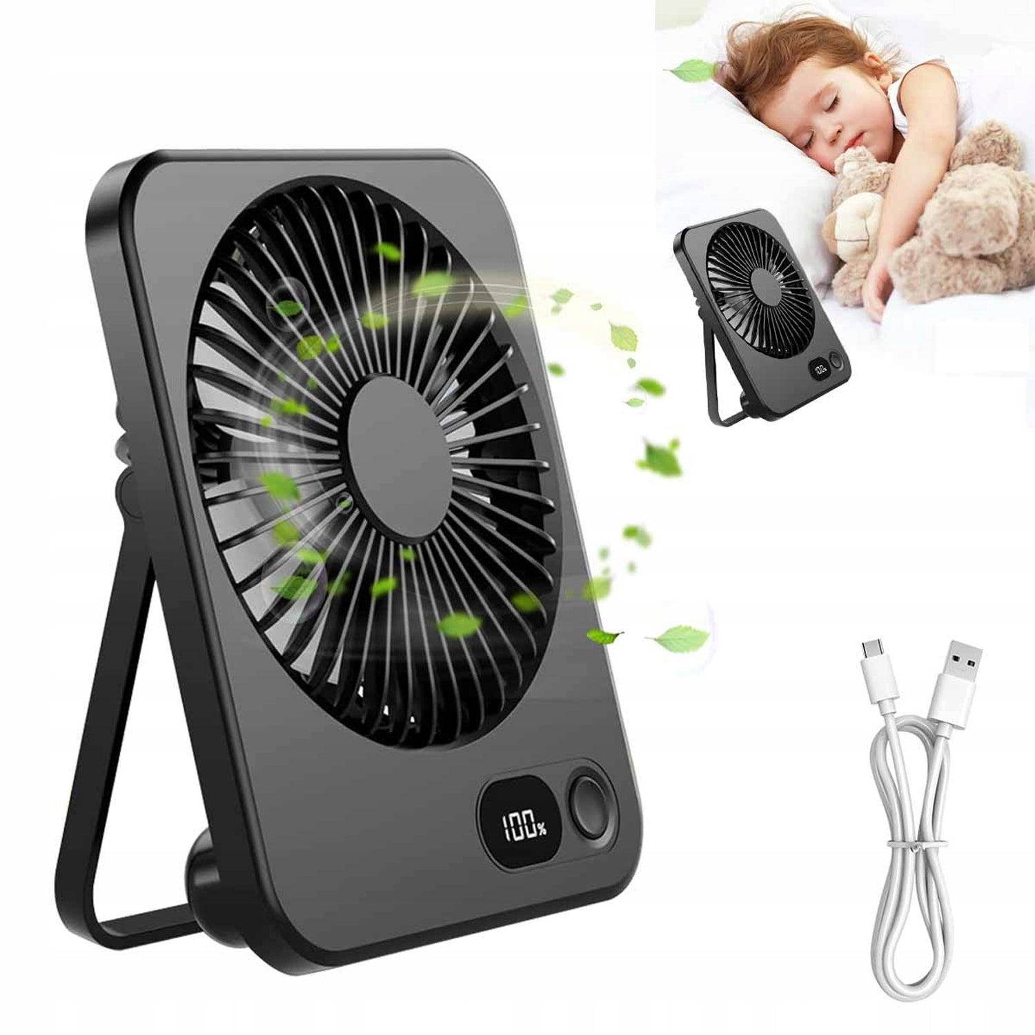 Portable MINI DESK FAN SMALL DESK FAN USB 2000mAh