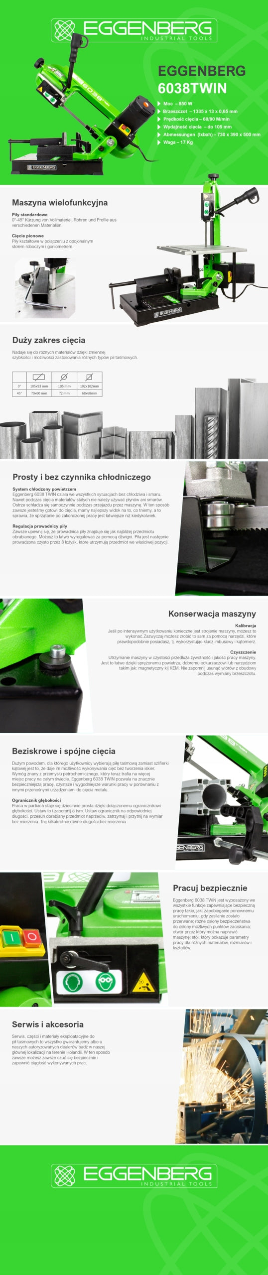 Portable Metal Saw with Base Eggenberg 105mm – 850W Manufacturer code EGEG6038TWIN2