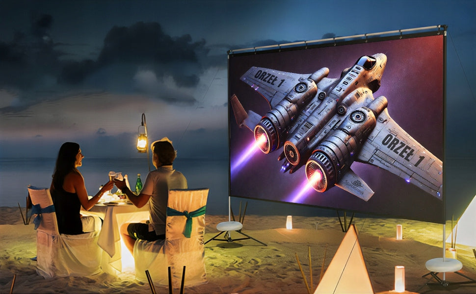 Portable Projection Screen 100 Inch 16:9 Rollable FULL HD 4K With Stand EAN (GTIN) 5903031050073