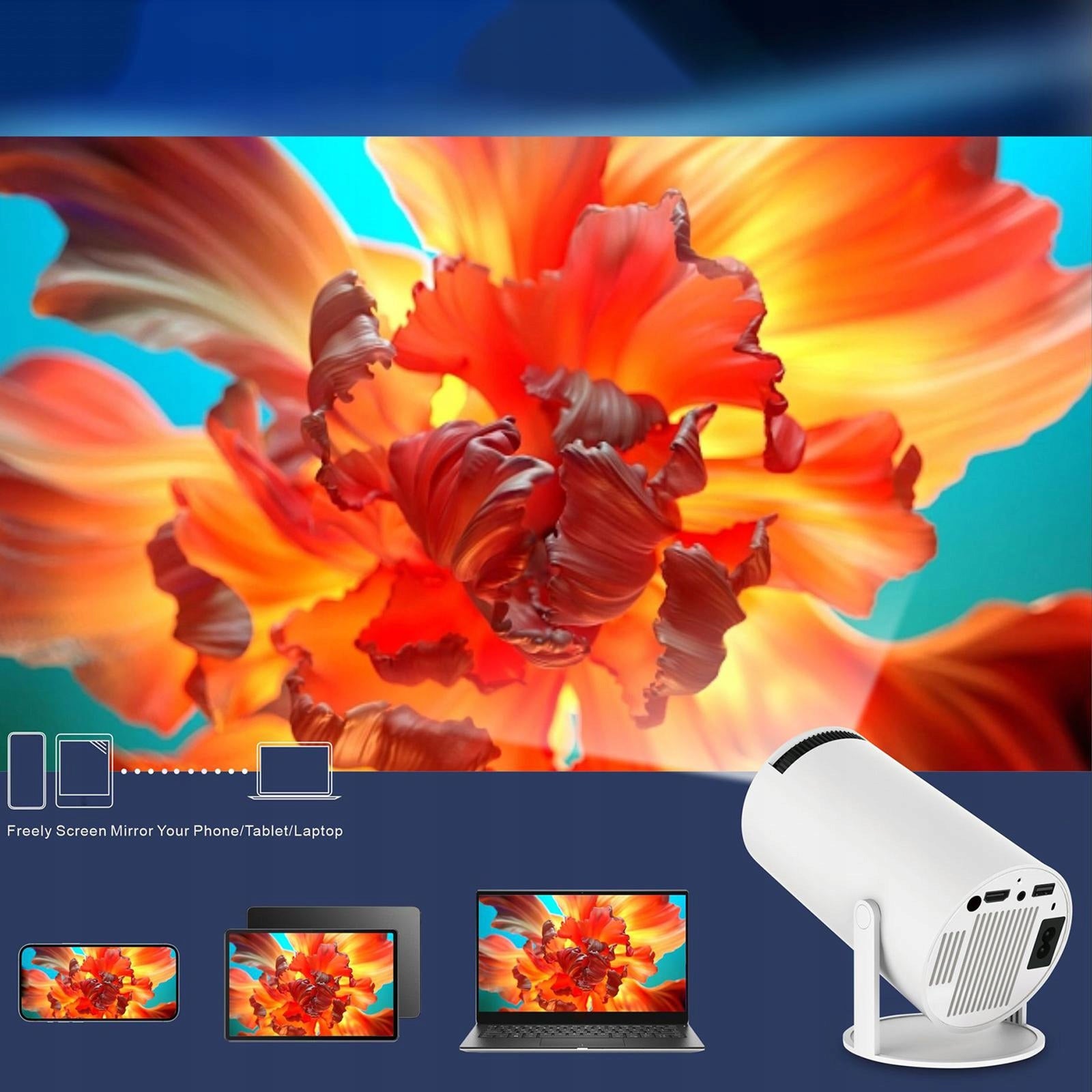 Portable Projector Smart Projector 130" Screen 720P 160 ANSI Lumen HY300 Model Smart Projector