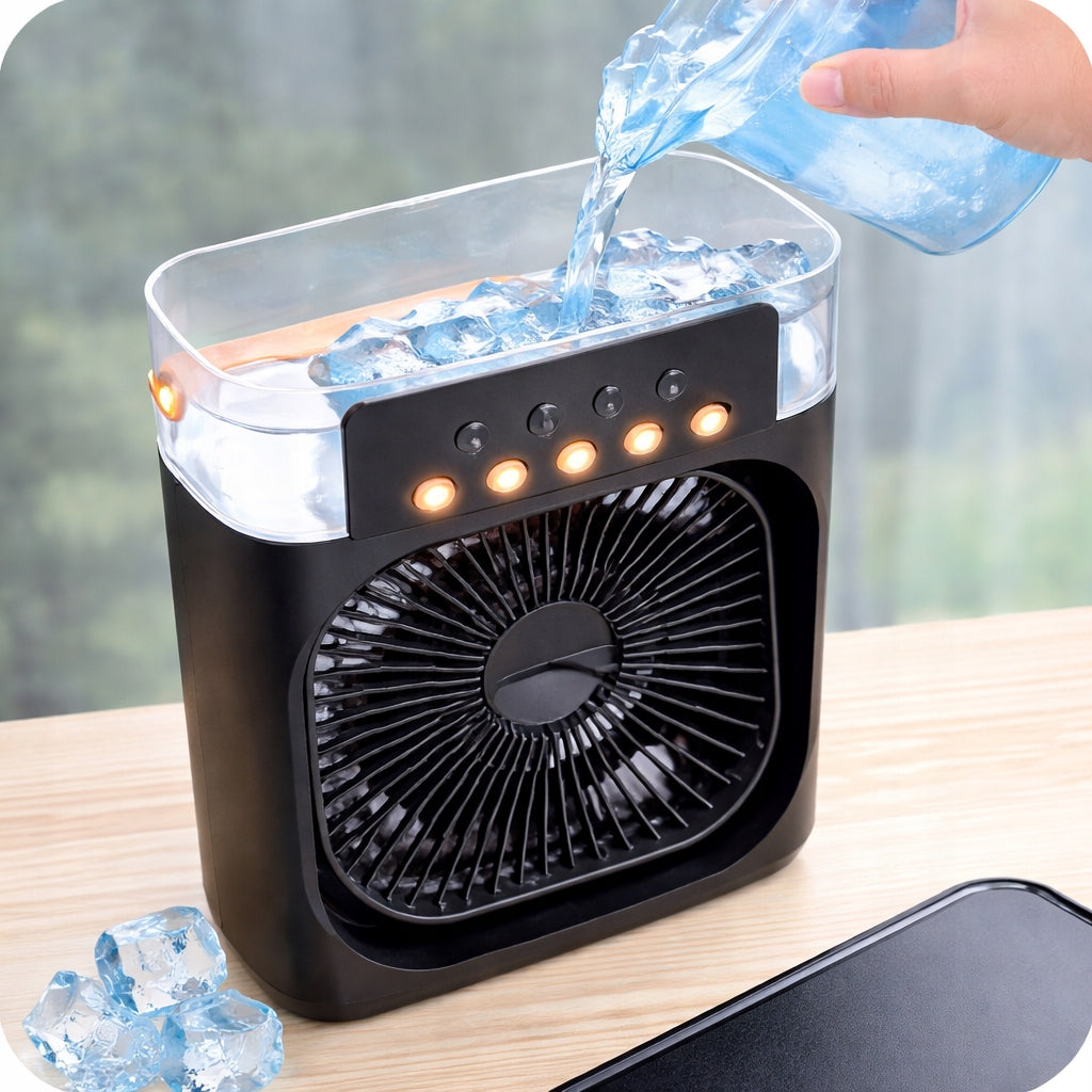 Portable Quiet Fan Humidifier Air Conditioner 3in1 USB for Water - Black Manufacturer code loj51322