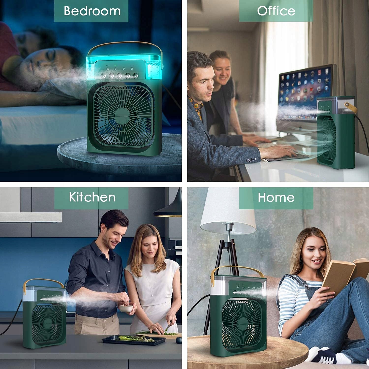 Portable Quiet Fan Humidifier Air Conditioner 3in1 USB for Water - Green Manufacturer code 5900972000983