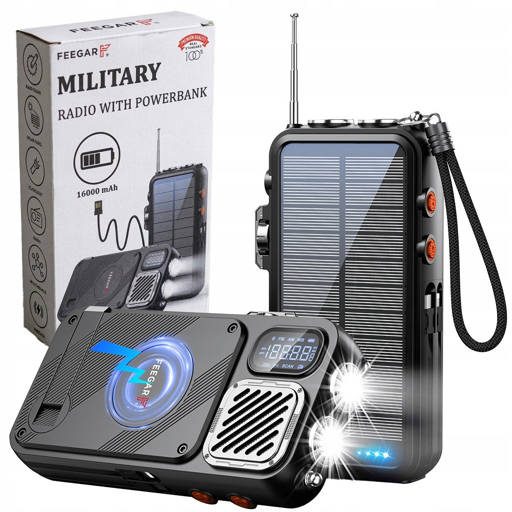 Portable Radio Powerbank Solar Feegar 16000mah Bluetooth Building IP65
