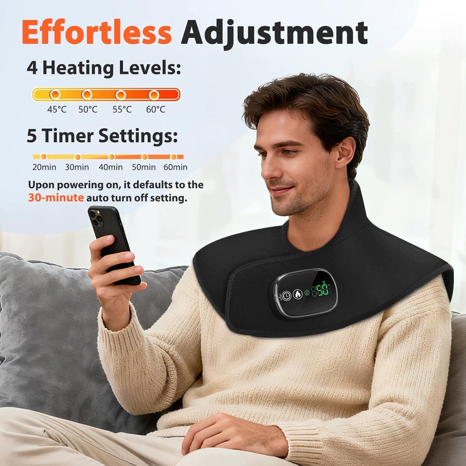 Portable Touch Screen Neck Warmer, 4 Heat Levels