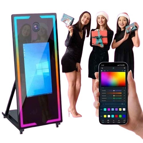 Portable Touch Screen Photo Booth 2026 65 Inch Magic Mirror Manufacturer code FOTOBUDKA 2025