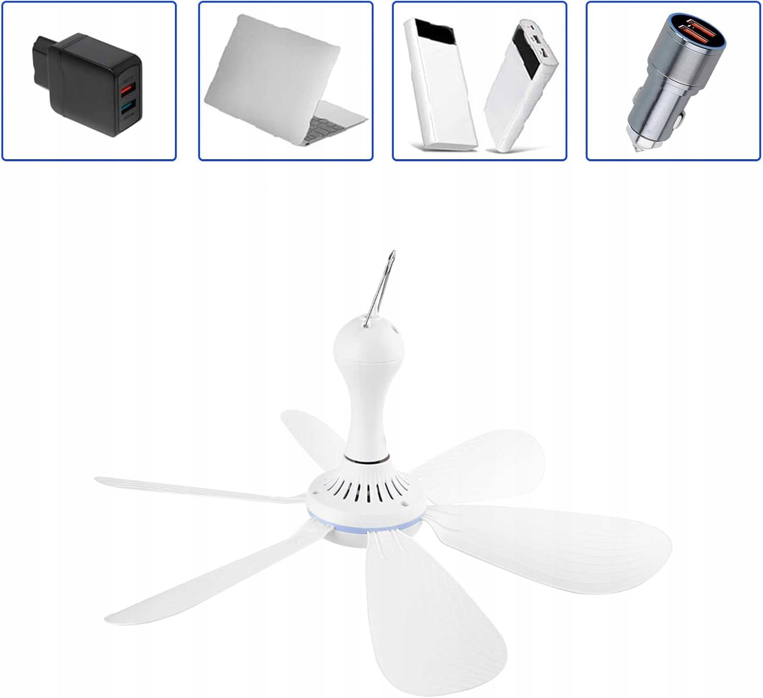 Portable USB Ceiling Fan Powered DC 5V Quiet Fan for RV Packaging status original