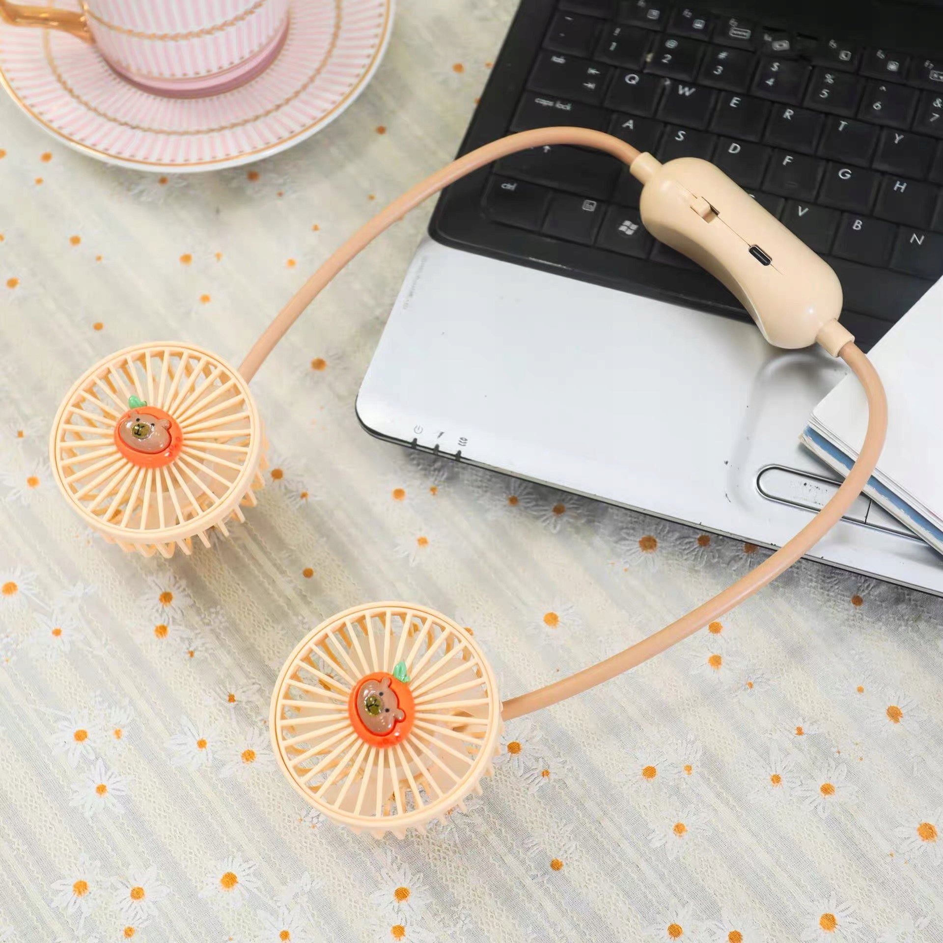 Portable USB Neck Fan, Cute Windmill with 2 Speeds Customs tariff code 84145100