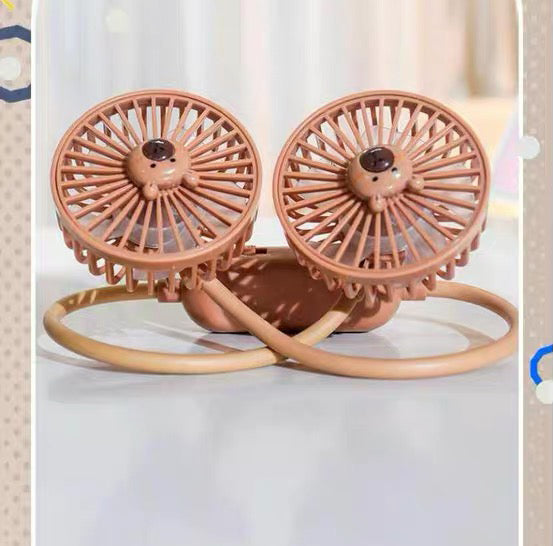 Portable USB Neck Fan, Cute Windmill with 2 Speeds Functions tilt angle adjustment