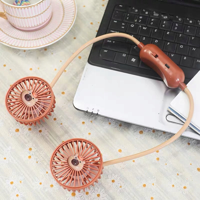 Portable USB Neck Fan, Cute Windmill with 2 Speeds Model qc65676/15