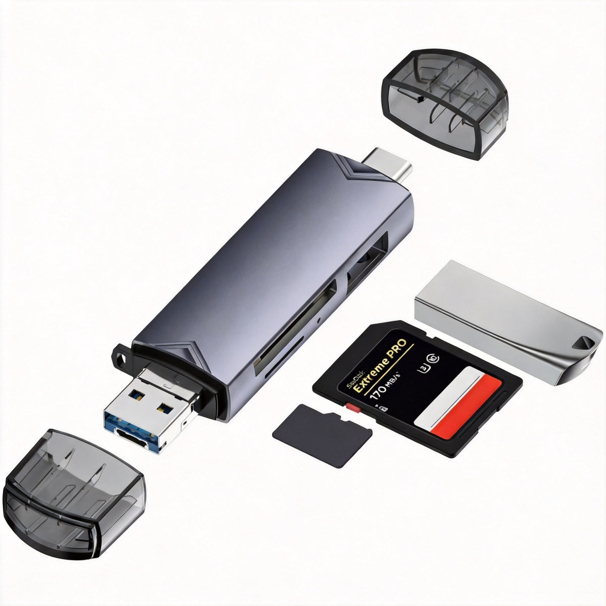 Portable USB USB-C Hub Memory Card Reader SD Micro SD 5Gb/s OTG Product weight with unit packaging 0.035 kg