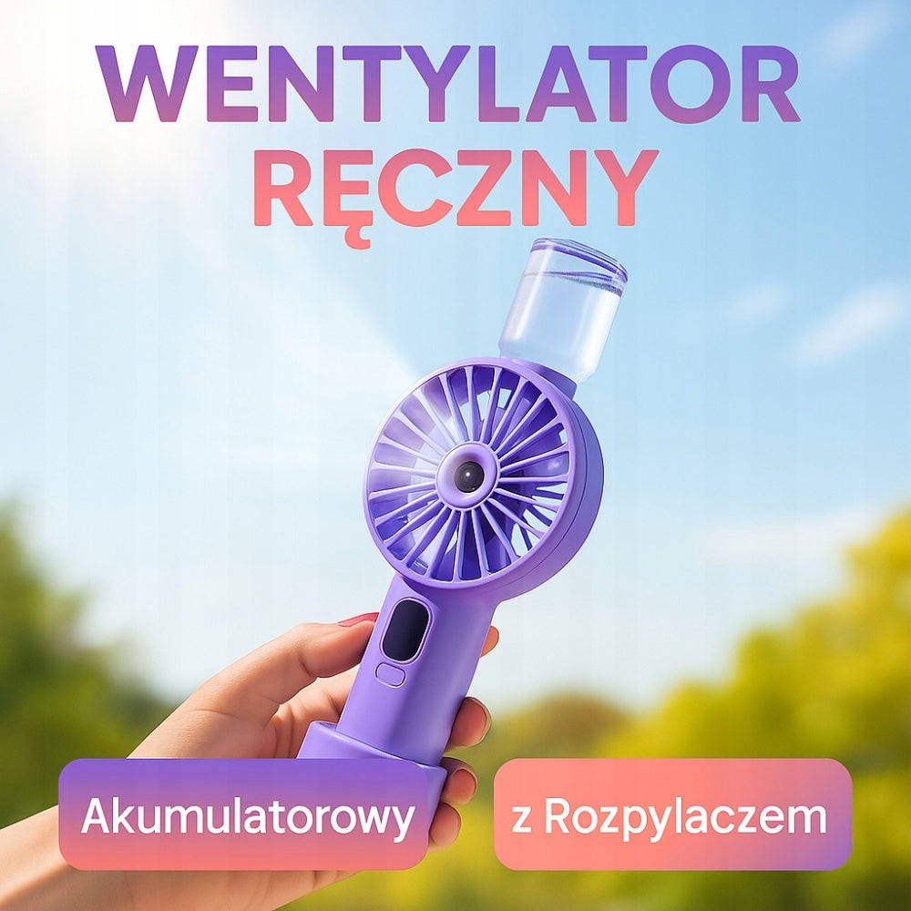 Portable Windmill Cordless Handheld Fan With Sprayer Foldable Packaging status original