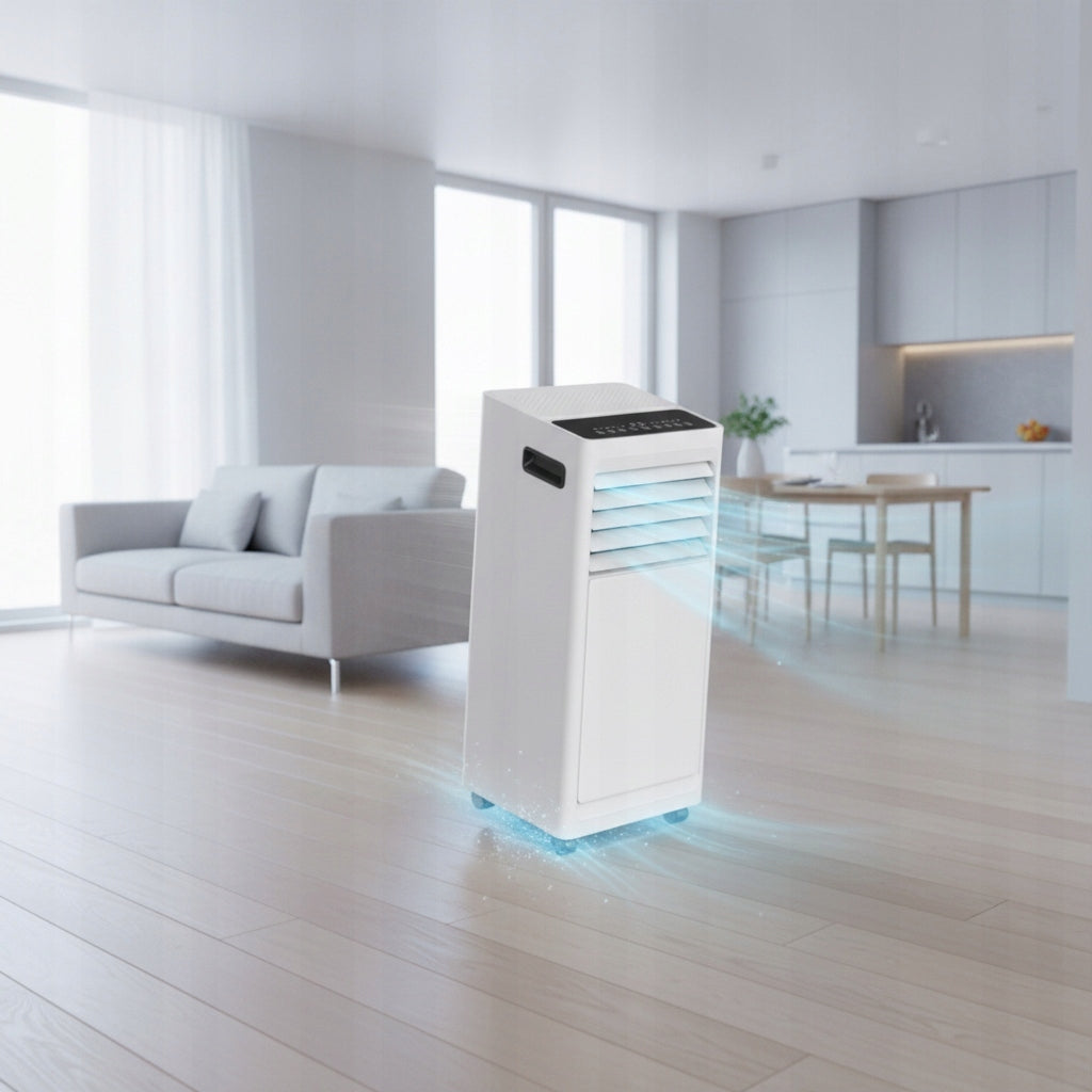 Portable air conditioner 9000 BTU with heating function dehumidifier remote control Dominant color white