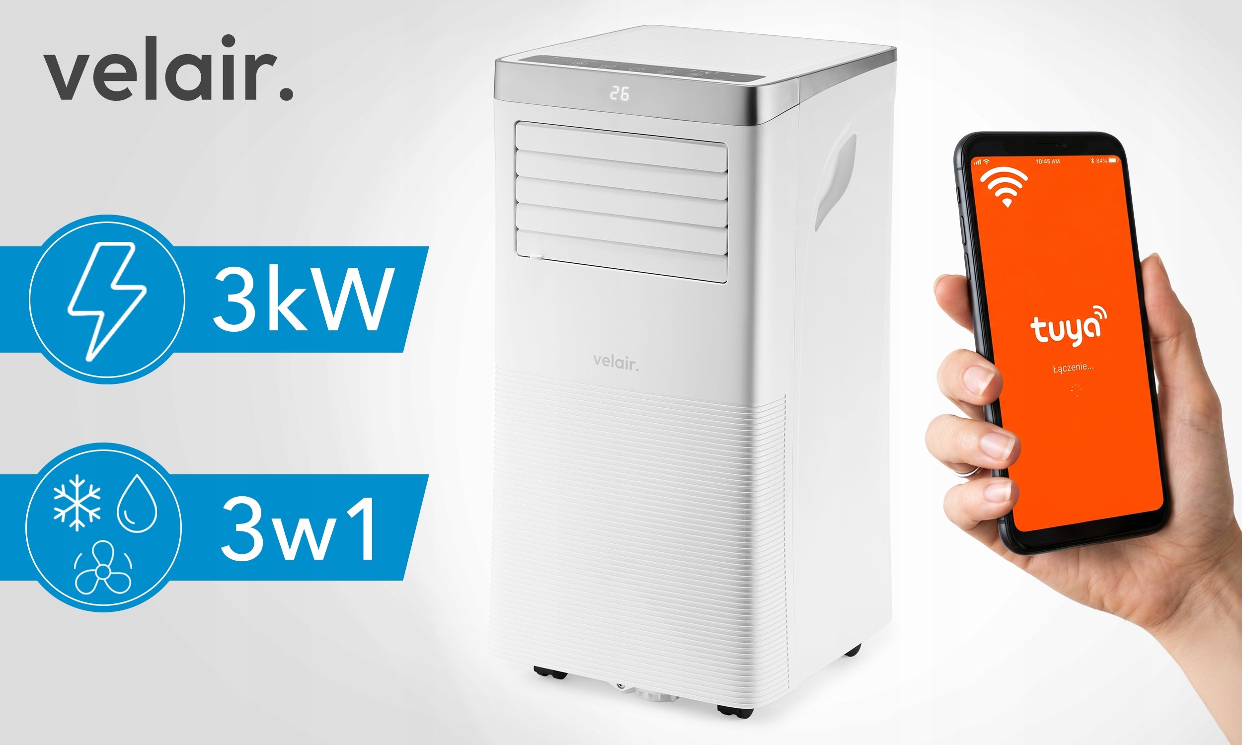 Portable air conditioner VELAIR OPTI X 3KW Dehumidifier WiFi 24L/24H Manufacturer code VELAIR OPTI X 3011E
