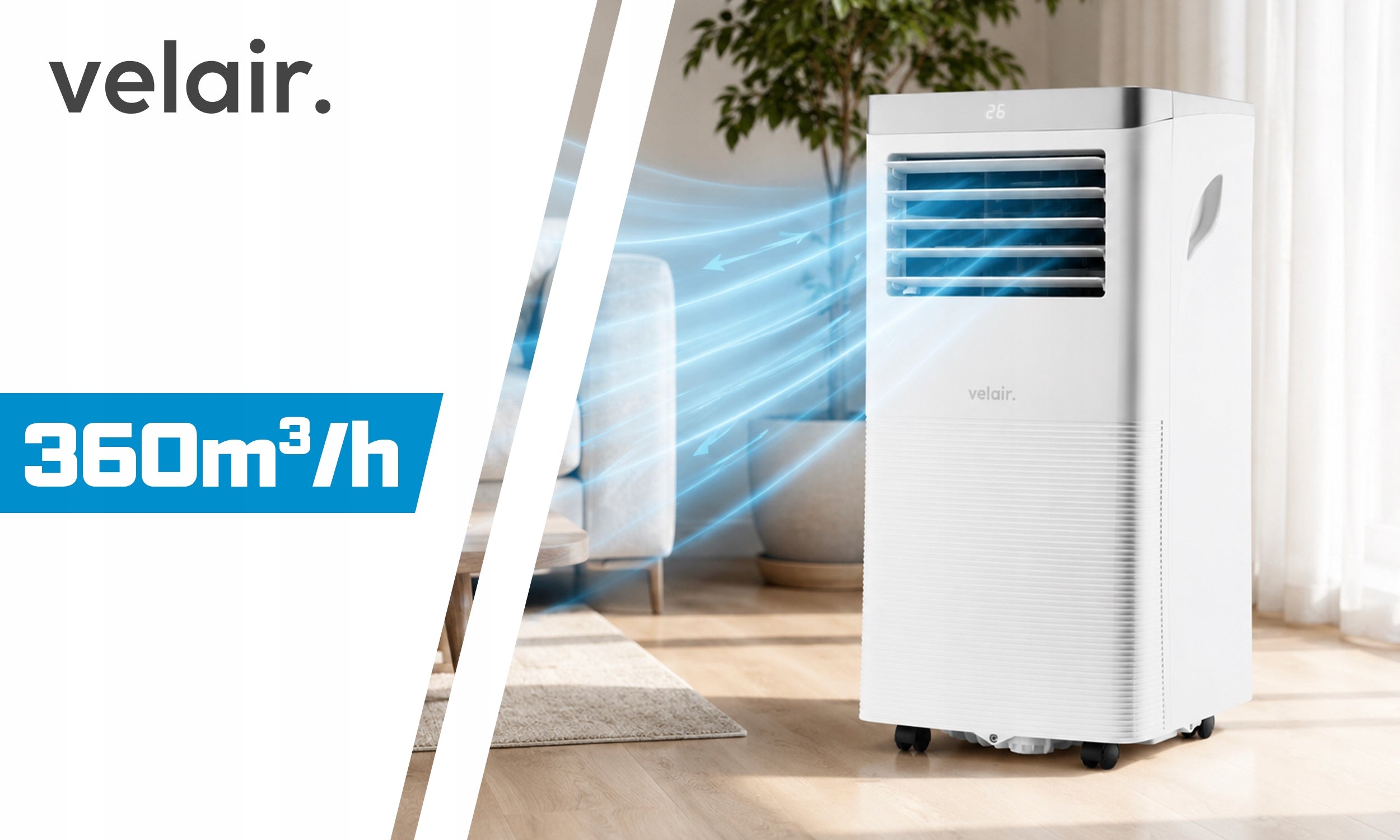 Portable air conditioner VELAIR OPTI X 3KW Dehumidifier WiFi 24L/24H Model OPTIX3011E