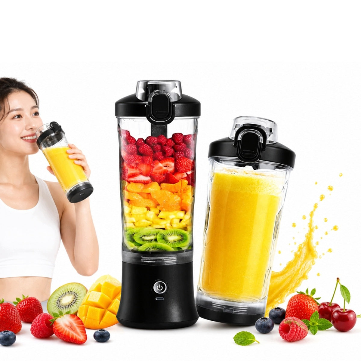 Portable blender 600ml USB-C – 6 blades, for smoothie, for travel
